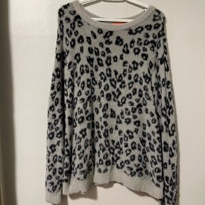 Joe Fresh Gray and Black Animal Print Sweater